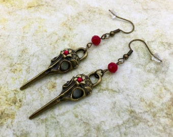 Raven Skull Gothic Bird Crow Earrings Goth Jewellery Birthday Christmas Gift for Her Him