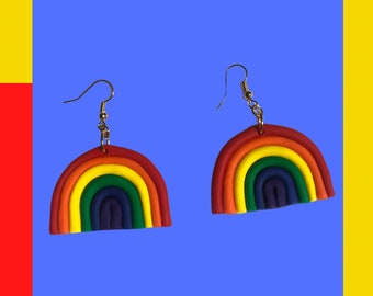 Polymer Clay Earrings | Handmade Pride Earrings | Rainbow Earrings | LGBTQ+ Earrings | Pride Month Earrings