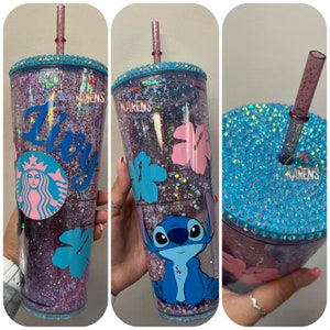 Custom Stitch Inspired Starbucks Snowglobe Tumbler | Glitter Tumbler | Starbucks Snowglobe Tumbler