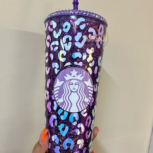 Cheetah Print Starbucks Snowglobe Tumbler | Glitter Tumbler | Starbucks Snowglobe Tumbler