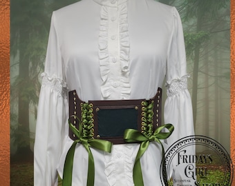 Leather Corset Belt | Renaissance Pirate Steampunk Waist Cincher | Adjustable Costume Belt