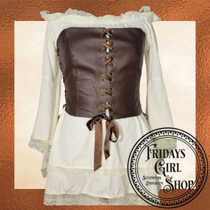 Leather Overbust Corset - Perfect for Renaissance, Pirate, and Steampunk Styles - One Size (M-L)