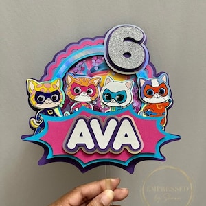 SuperKitties Inspired Cake Topper, SuperKitties Birthday, Birthday Cake Topper, Custom Cake Topper, 3D Cake Topper, Shaker Cake Topper