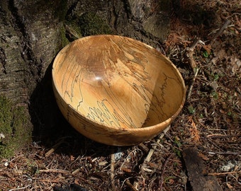 Spalted maple turned bowl made in Canada Quebec artisan local purchase wood (no.29)