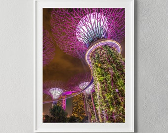 Singapore Sky Trees Garden by the Bay Photography, Digital Download Photo Poster | Digital Print Wall Art