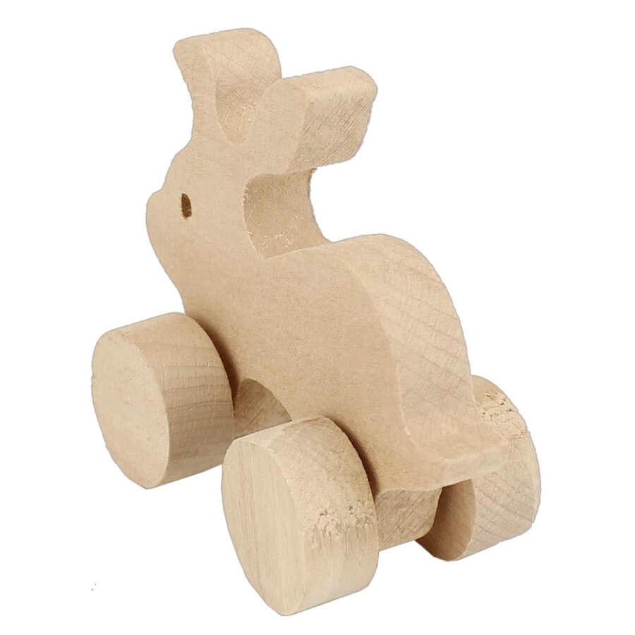 Wooden Push Rabbit On Wheels Animal Toy Handmade Wood Toy Etsy