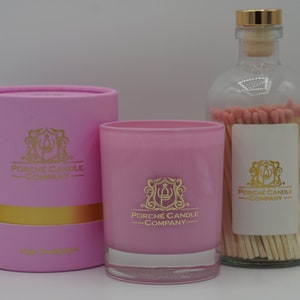 Porché Candle Co - Luxury 8oz Candle - Pink Champagne - Luxury 4" Match Sticks - Soy Wax