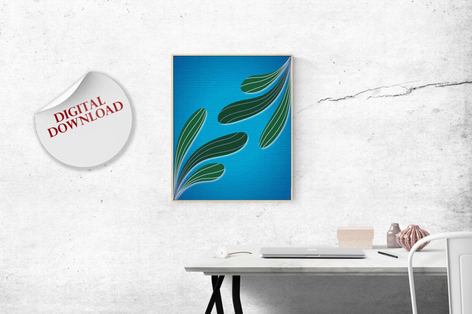 Printable Wall Art Abstract Green and Blue Digital Print Etsy