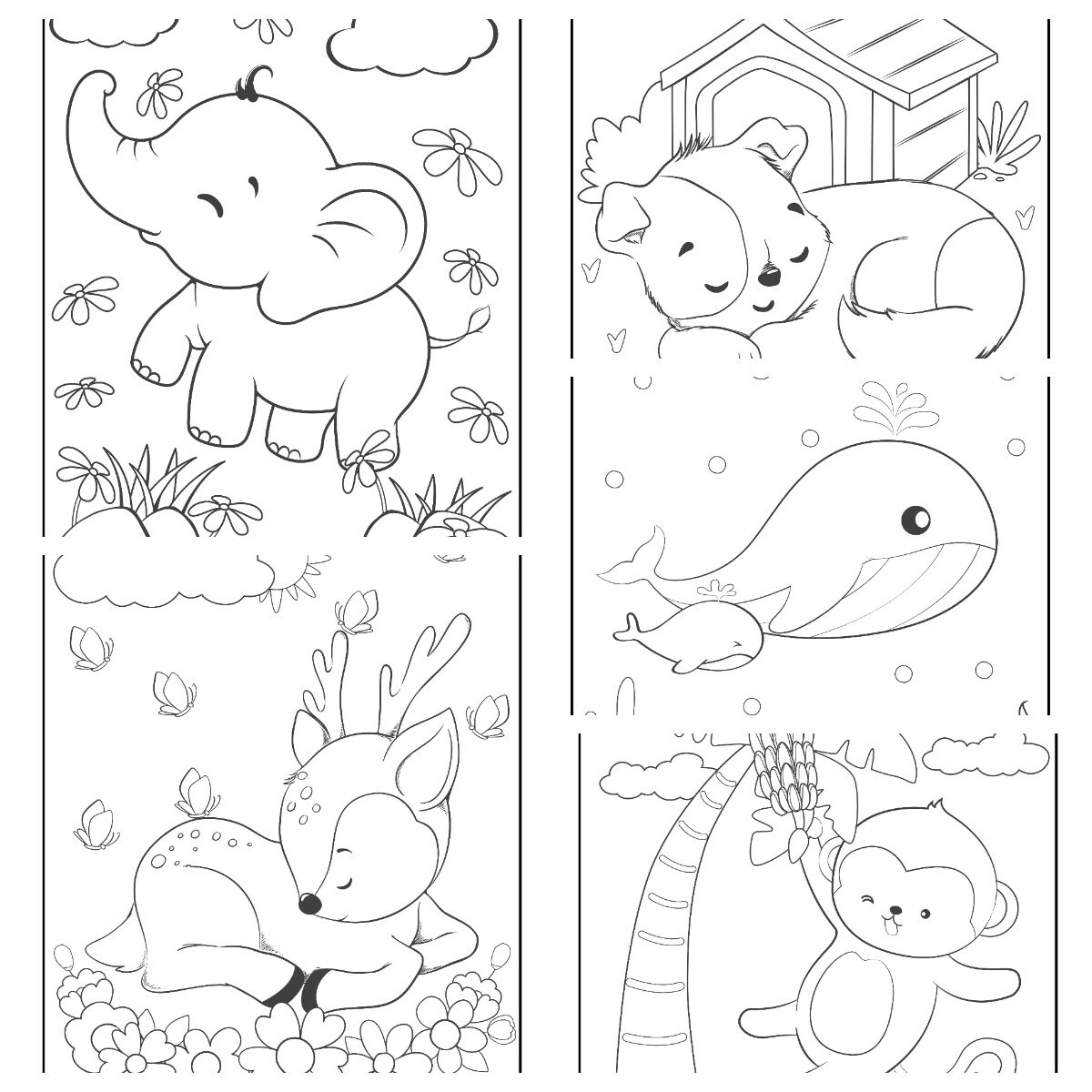 40 pages animal colouring book | Etsy