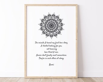 PRINTABLE Rumi Love Quote | Rumi Quote DIGITAL PRINT The minute I heard | Sufi | Spiritual wall art | Instant download print png, jpg file