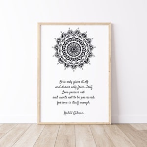 PRINTABLE Kahlil Gibran Love Quote | Kahlil Gibran Quote DIGITAL PRINT Love only gives itself | Spiritual wall art | download png, jpg file