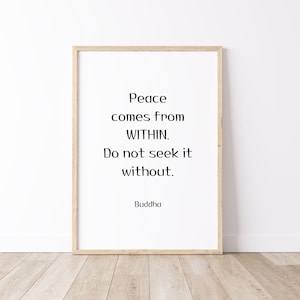 Buddha Quote DIGITAL Print, Peace comes from within Buddha PRINTABLE Quote, Spiritual Wall Decor, Inspirational Quote, Zen Quote, PNG, jpg