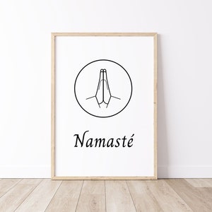 Namaste symbol DIGITAL Print, Minimalist Namaste Print, Namaste PRINTABLE Wall Art, Yoga Studio Decor, Hindu greeting, PNG, jpg digital file