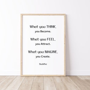 What You Think You Become PRINTABLE Buddha Quote, Law of Attraction, Inspirational DIGITAL Print, Spiritual Wall Art, download PNG, jpg