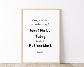 Buddha Quote DIGITAL Print, Every morning we are born again Buddha PRINTABLE Quote, Inspirational Wall Decor, Download Zen Quote, PNG, jpg
