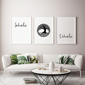 Inhale Exhale Tree of Life PRINTABLE Wall Art, Inhale Exhale Tree of Life DIGITAL Prints, Spiritual Wall Art, Minimalist Prints PNG, jpg