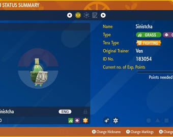 Sinistcha for Champions Battle Ready - Pokémon HOME (100% Legal)