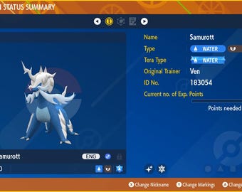 Hisuian Samurott for Champions Battle Ready - Pokémon HOME (100% Legal)