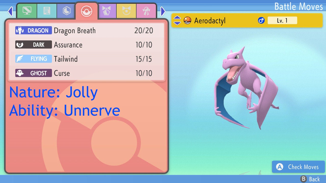 Pokemon Brilliant Diamond and Shining Pearl Shiny Aerodactyl 6IV Battle  Ready