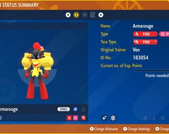Armarouge for Champions Battle Ready - Pokémon HOME (100% Legal)