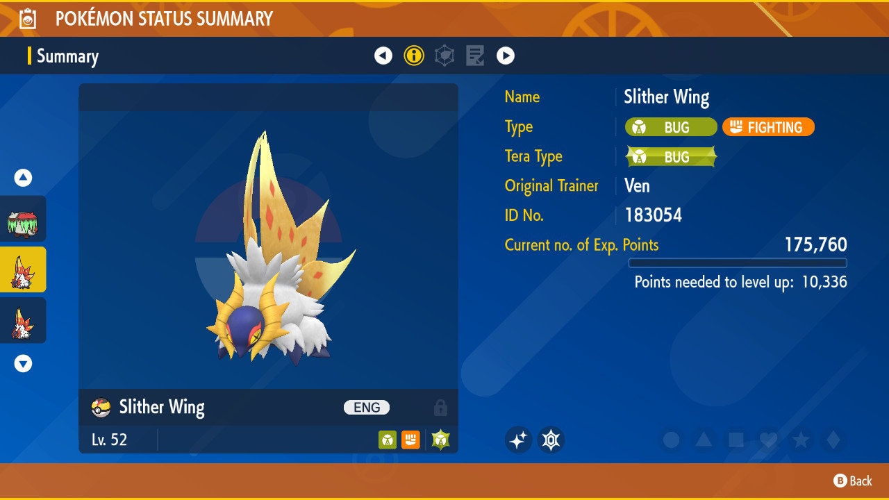Shiny/non-shiny Slither Wing Past Paradox 6IV Pokémon 