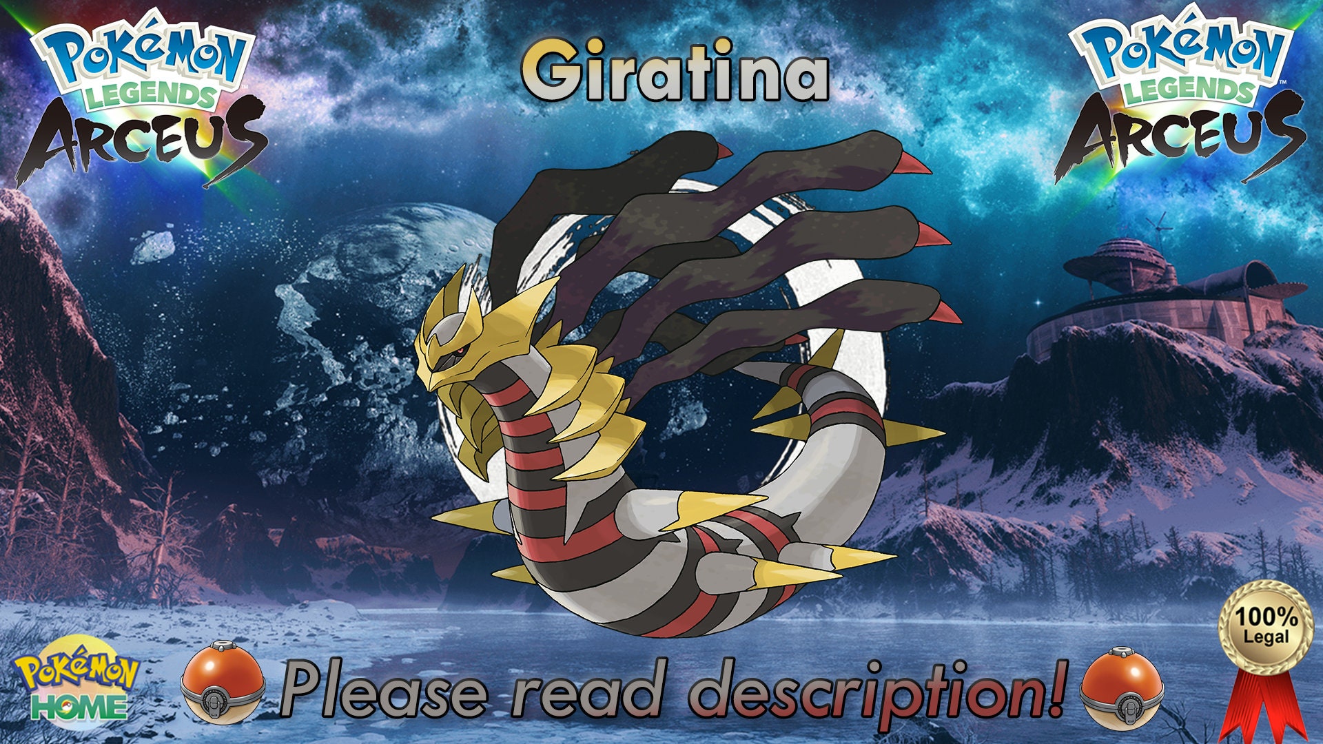 Shiny/Non-shiny Giratina 6IV/EV Legends Arceus 100% Legal 