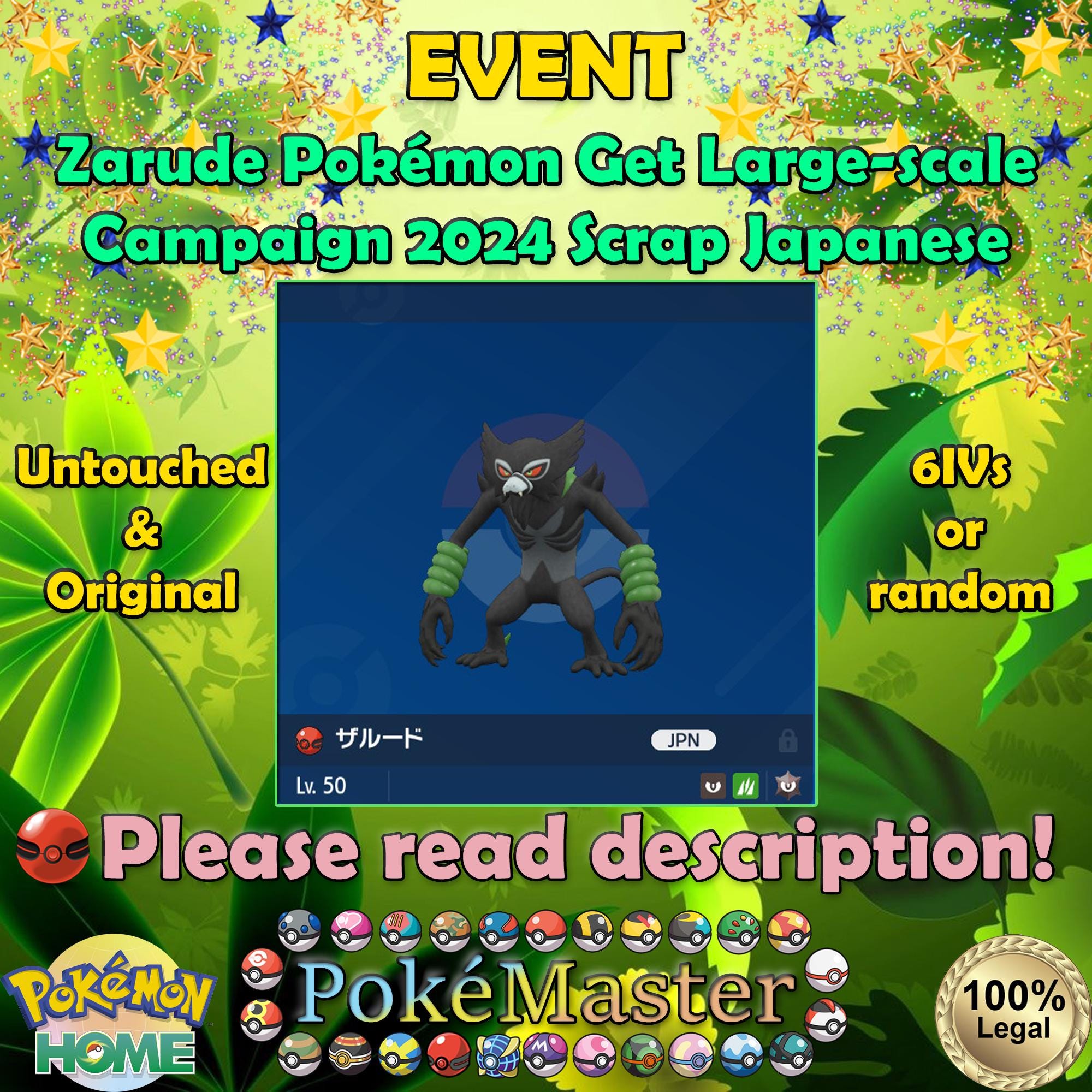 Buy Zarude Pokmon Get Large-scale Campaign 2024 Scrap Japanese EVENT 6IV -  Pokmon Scarlet/violet HOME (100% Legal) Online in India - Etsy
