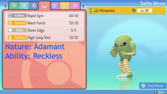 Shiny/non-shiny Hitmonlee 6IV Brilliant Diamond/shining 