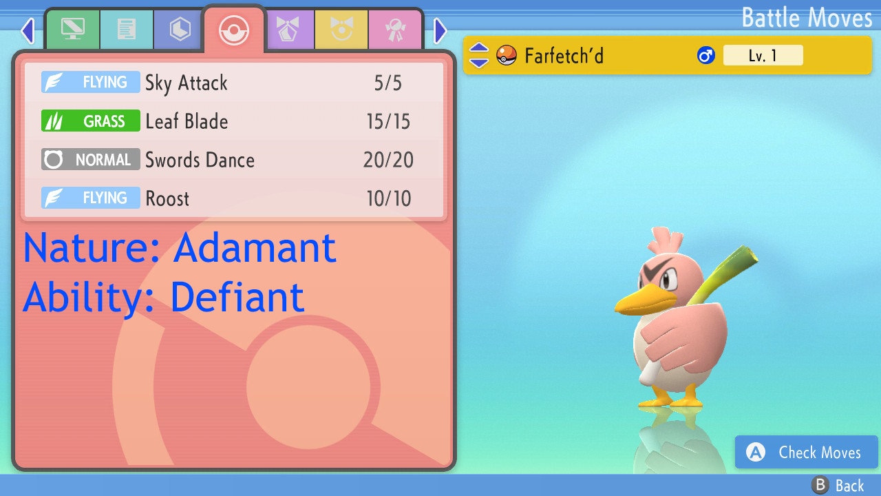 Shiny/non-shiny Farfetch'd 6IV Brilliant Diamond/shining 