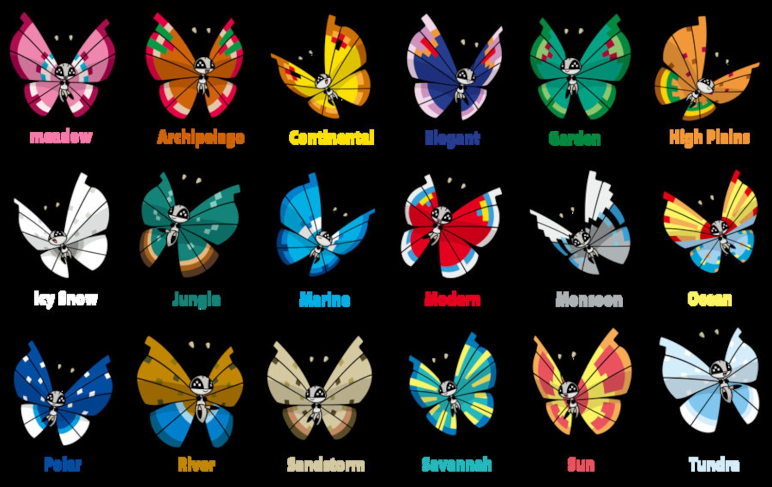 Shiny VivillonFancy/Pokeball Patterns Pack 6IV Pokemon X/Y Etsy