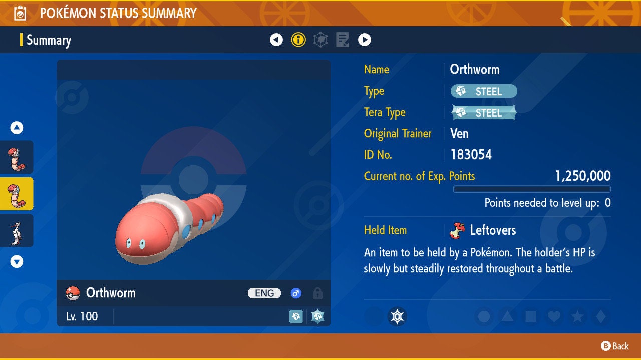 Orthworm shiny 6iv Varicose + Pokemon Scarlet & Purple Choose Item