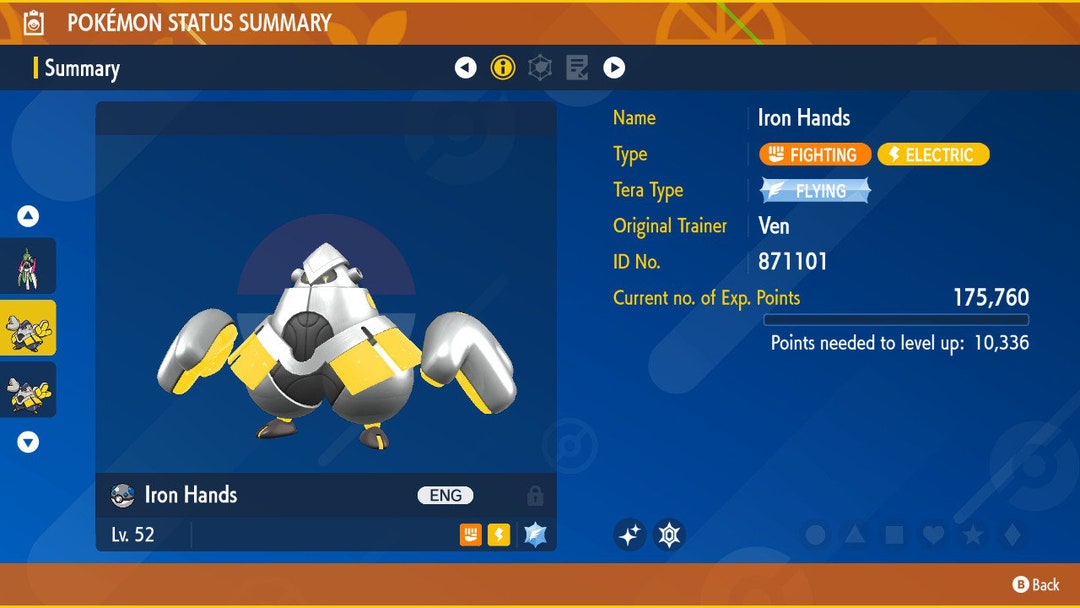 Shiny/nonshiny Iron Hands Future Paradox 6IV Pokémon Scarlet/violet