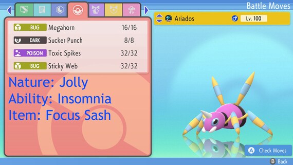 Shiny/non-shiny Spinarak/ariados 6IV Brilliant Diamond/shining Pearl 100%  Legal - Etsy Finland