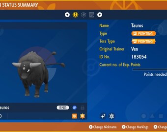 Paldean Tauros for Champions Battle Ready - Pokémon HOME (100% Legal)