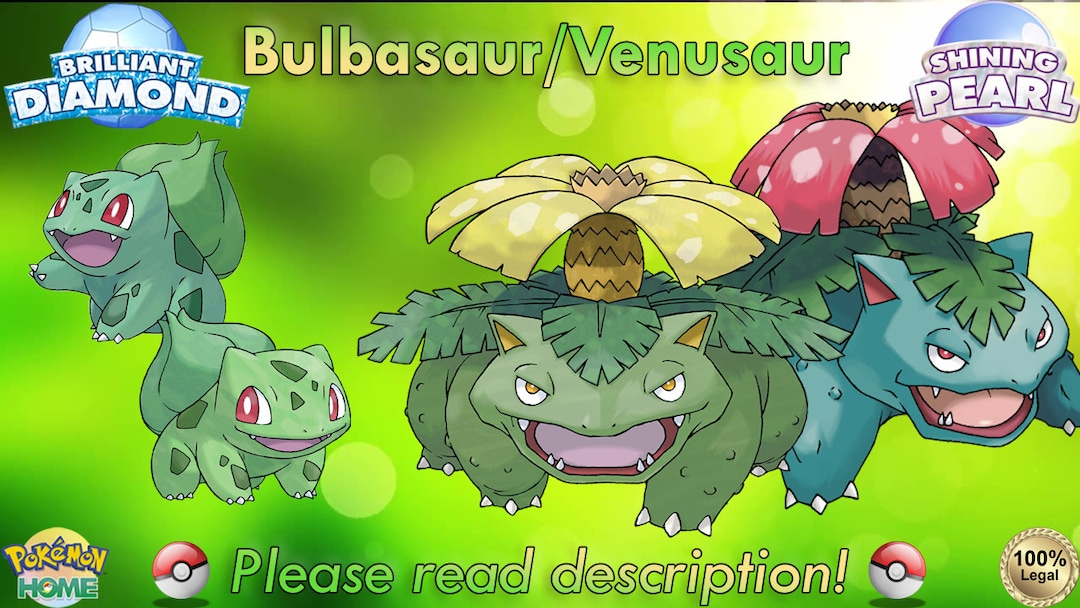 Pokémon X and Y Bulbasaur Venusaur Embroidery, shiny bulbasaur