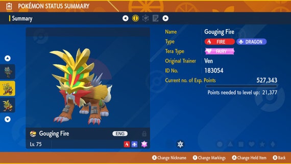 Non-shiny Gouging Fire 6IV - Pokmon Scarlet/violet (100% Legal) - Etsy Non-shiny Gouging Fire 6IV - Pokmon Scarlet/violet (100% Legal) - Etsy