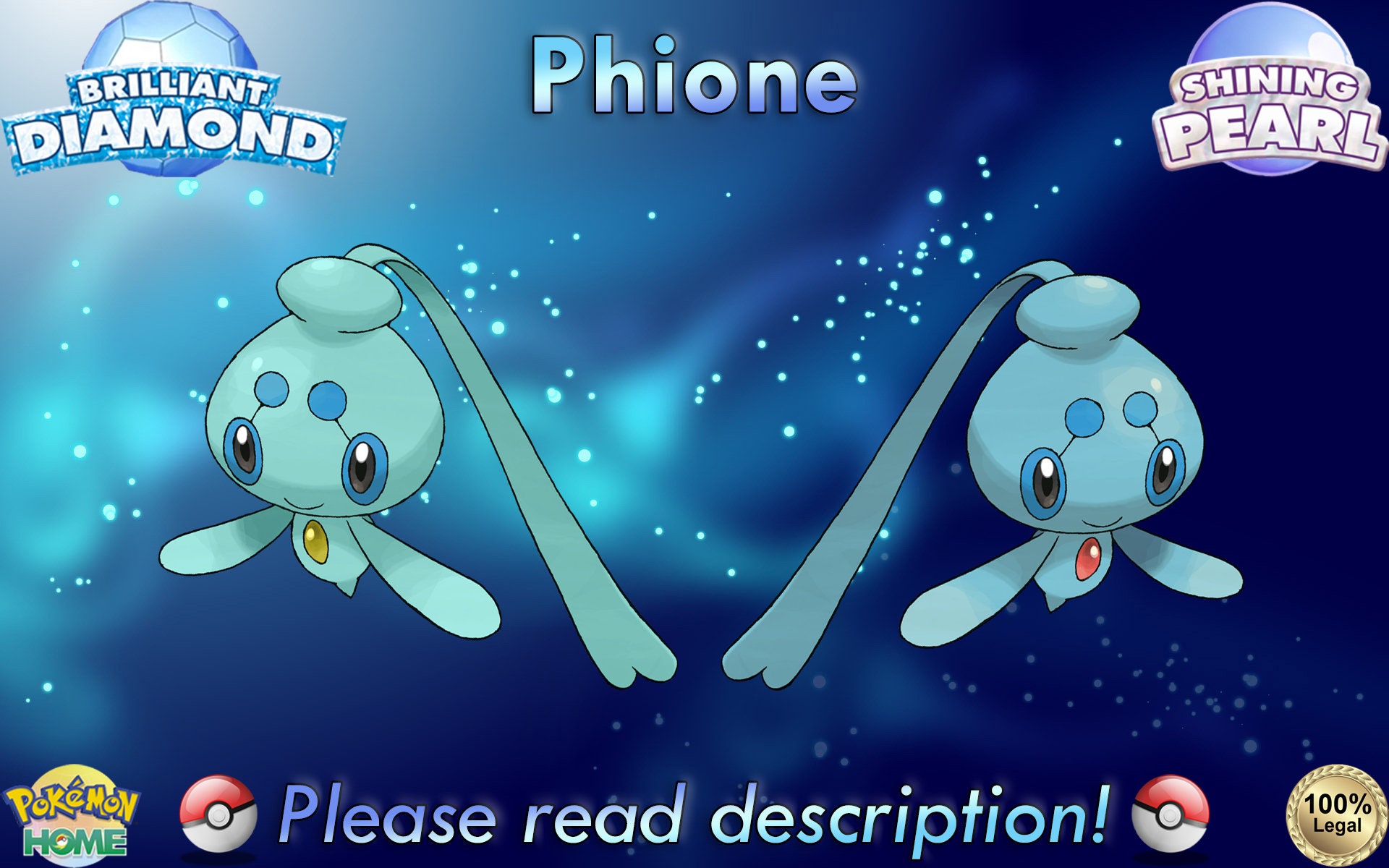 ✨Shiny Phione + Manaphy 6IV✨ Pokemon HOME Premium Pokémon