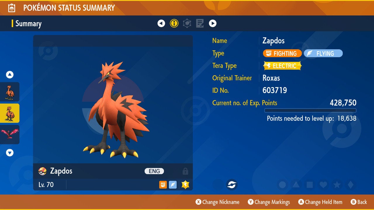 Zapdos Galar Shiny or Non ✨ 6 IV Competitive Customizable Pokémon Scarlet  Violet