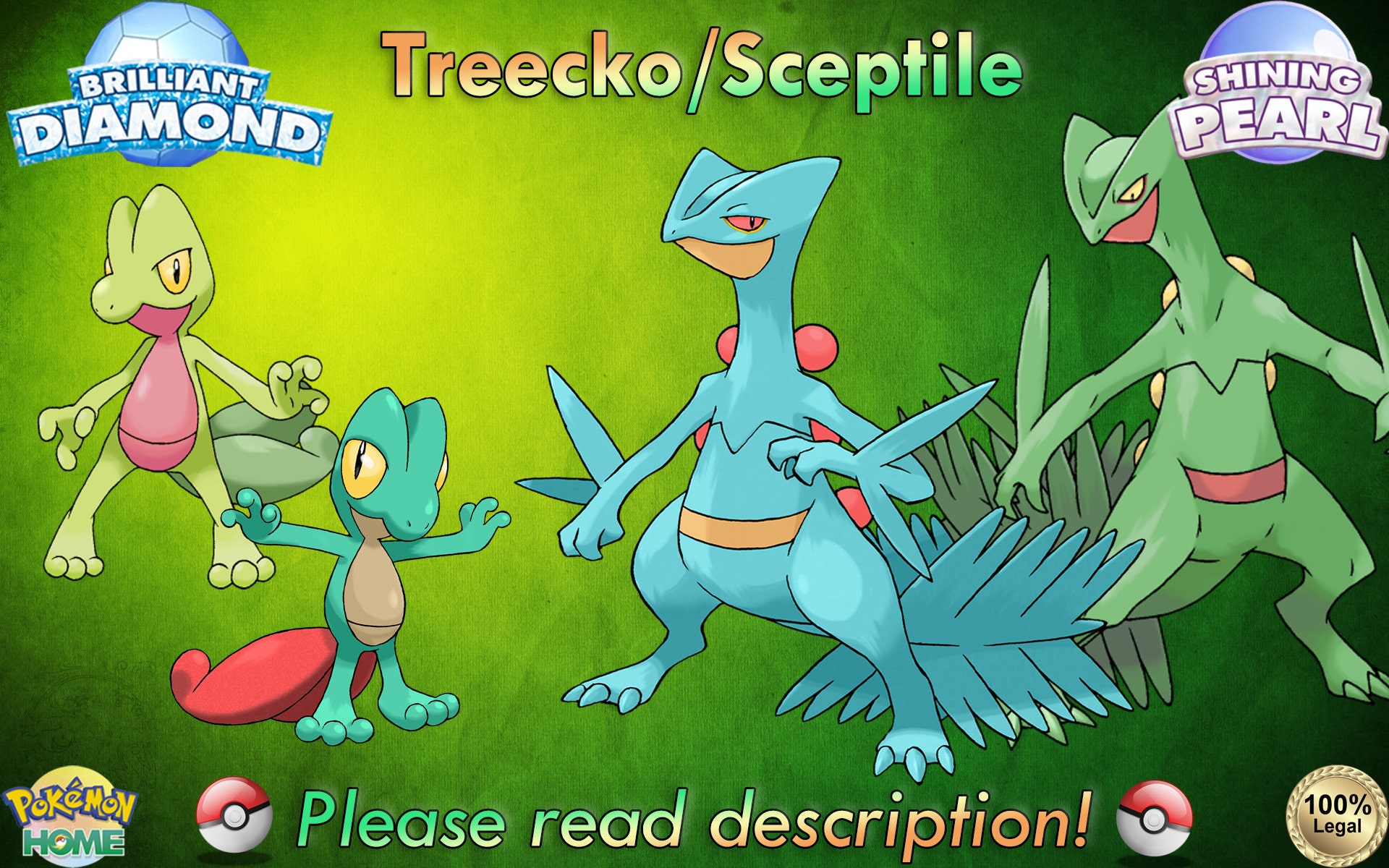 Shiny/non-shiny Treecko/sceptile 6IV Brilliant - Etsy