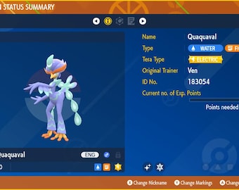 Quaquaval for Champions Battle Ready - Pokémon HOME (100% Legal)