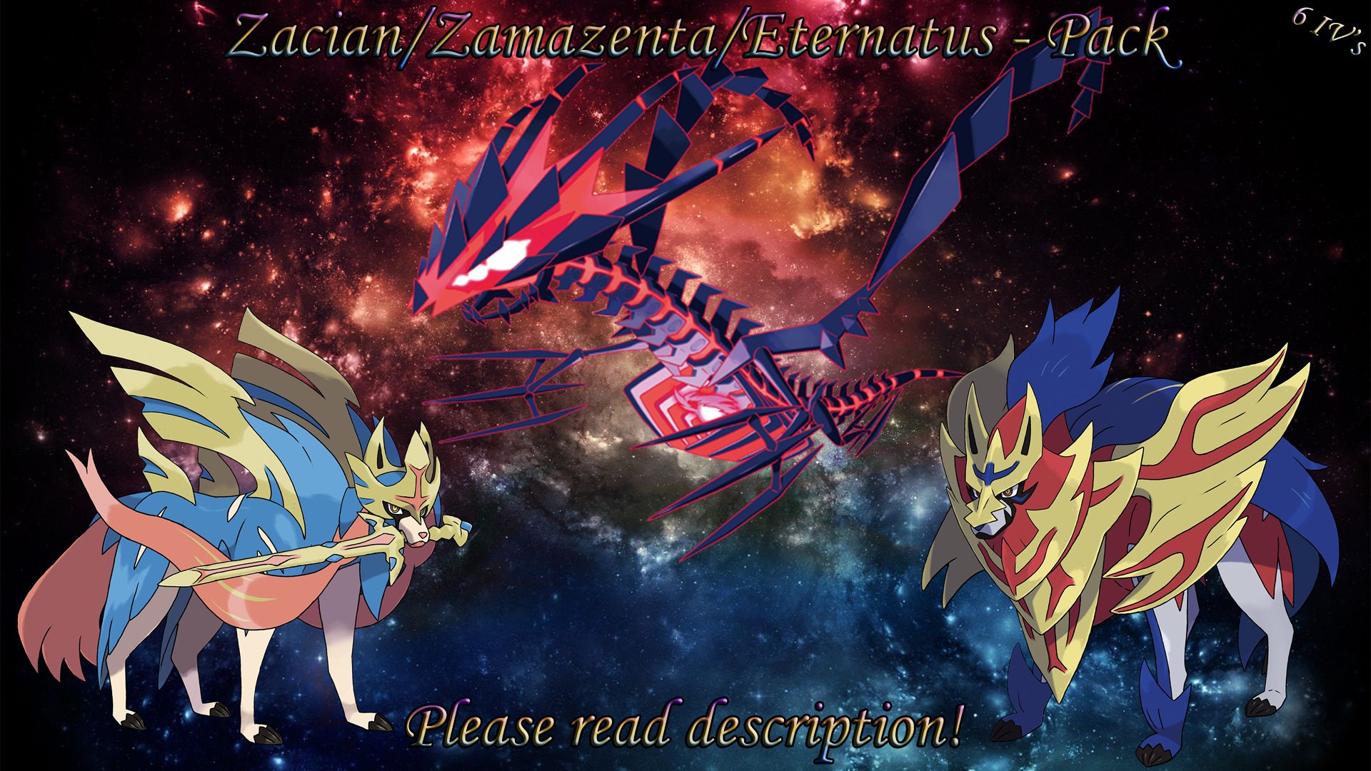 Shiny Zacian Zamazenta Eternatus Pack 6iv Pokemon Etsy