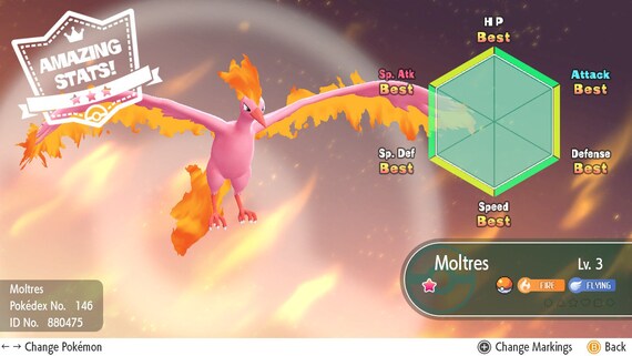 Pokémon Scarlet and Violet ✨SHINY✨ Moltres W/ Best 6IV + Customizable