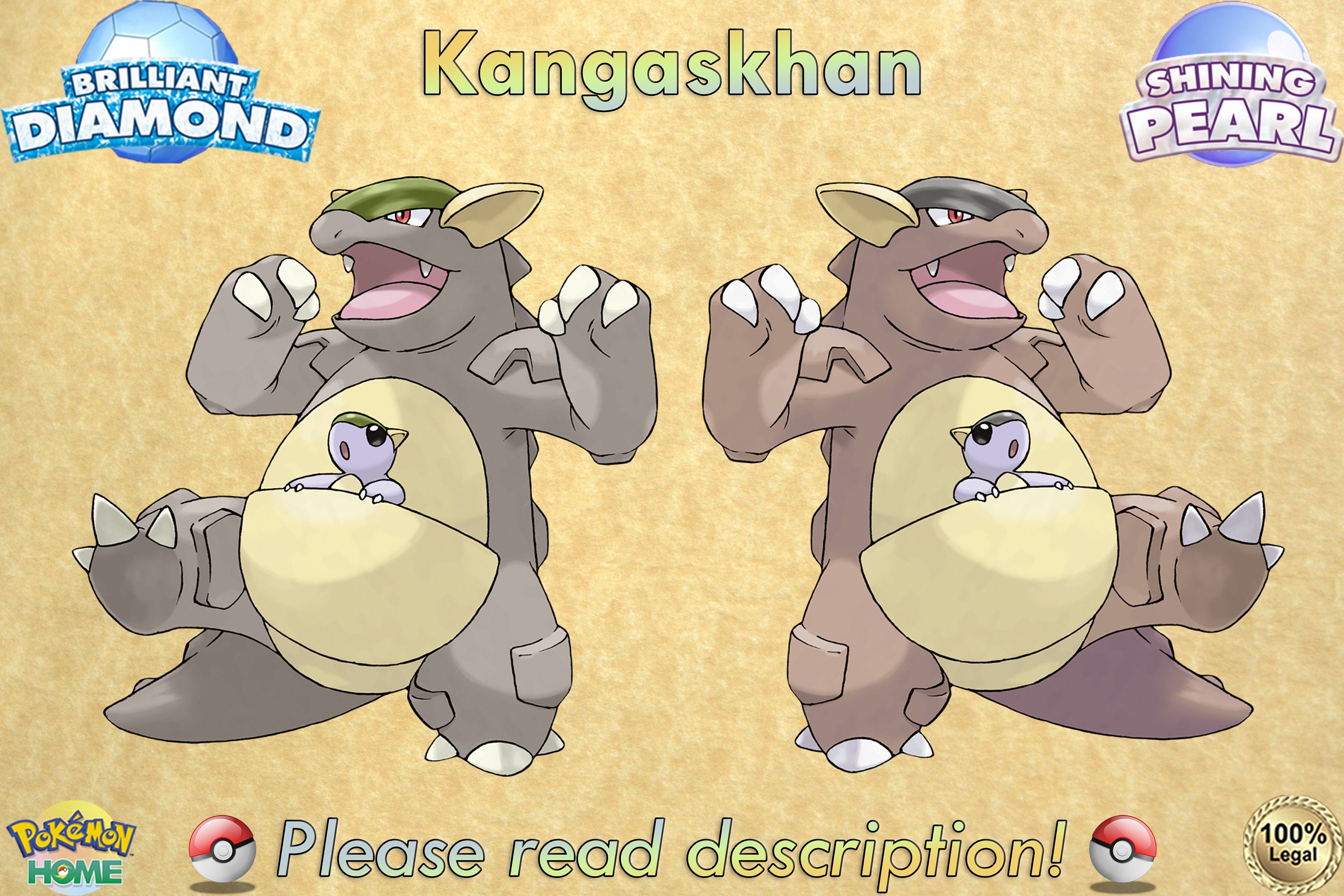 Shiny Kangaskhan / Pokemon Let's Go / 6IV Pokemon / Shiny Pokemon