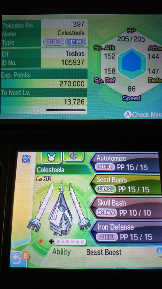 Ultra SHINY 6IV CELESTEELA / Pokemon Sword and Shield / Alolan -  Israel