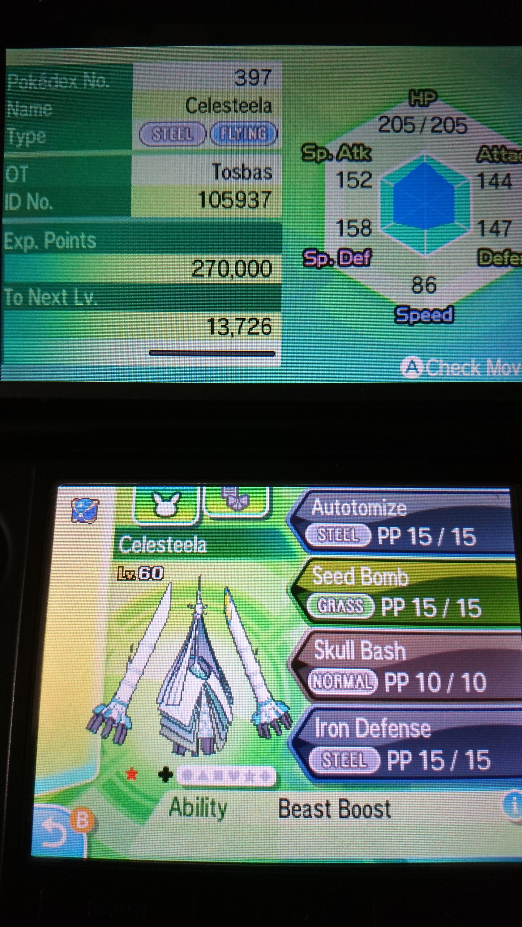 Shiny Celesteela 6IV Pokemon S/M US/UM Sword/shield Fast -  Finland