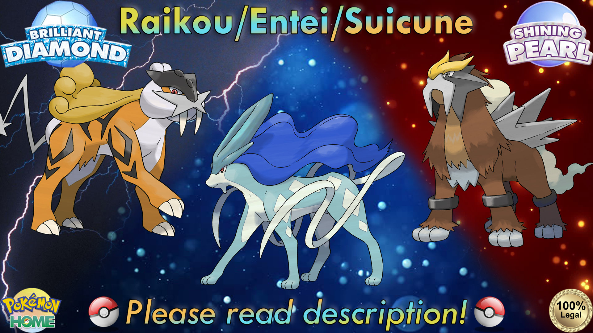 Shiny 6IV Raikou, Entei, and Suicune Legendary Beasts Pokemon Holding  Master Balls for Sword, Shield, Brilliant Diamond, and Shining Pearl -  elymbmx