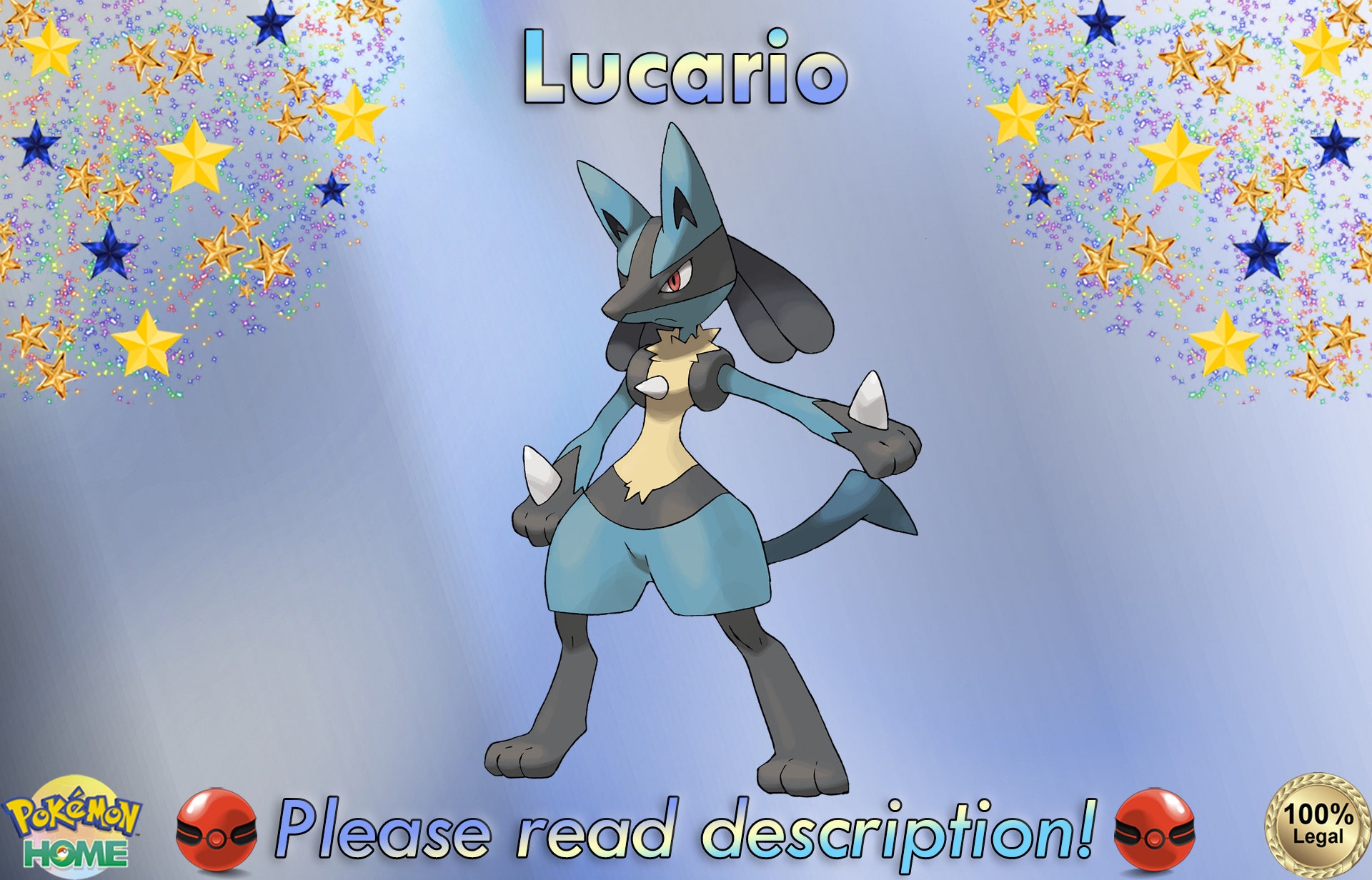Pokémon Scarlet and Violet ✨SHINY✨ Lucario W/ Best 6IV + Customizable