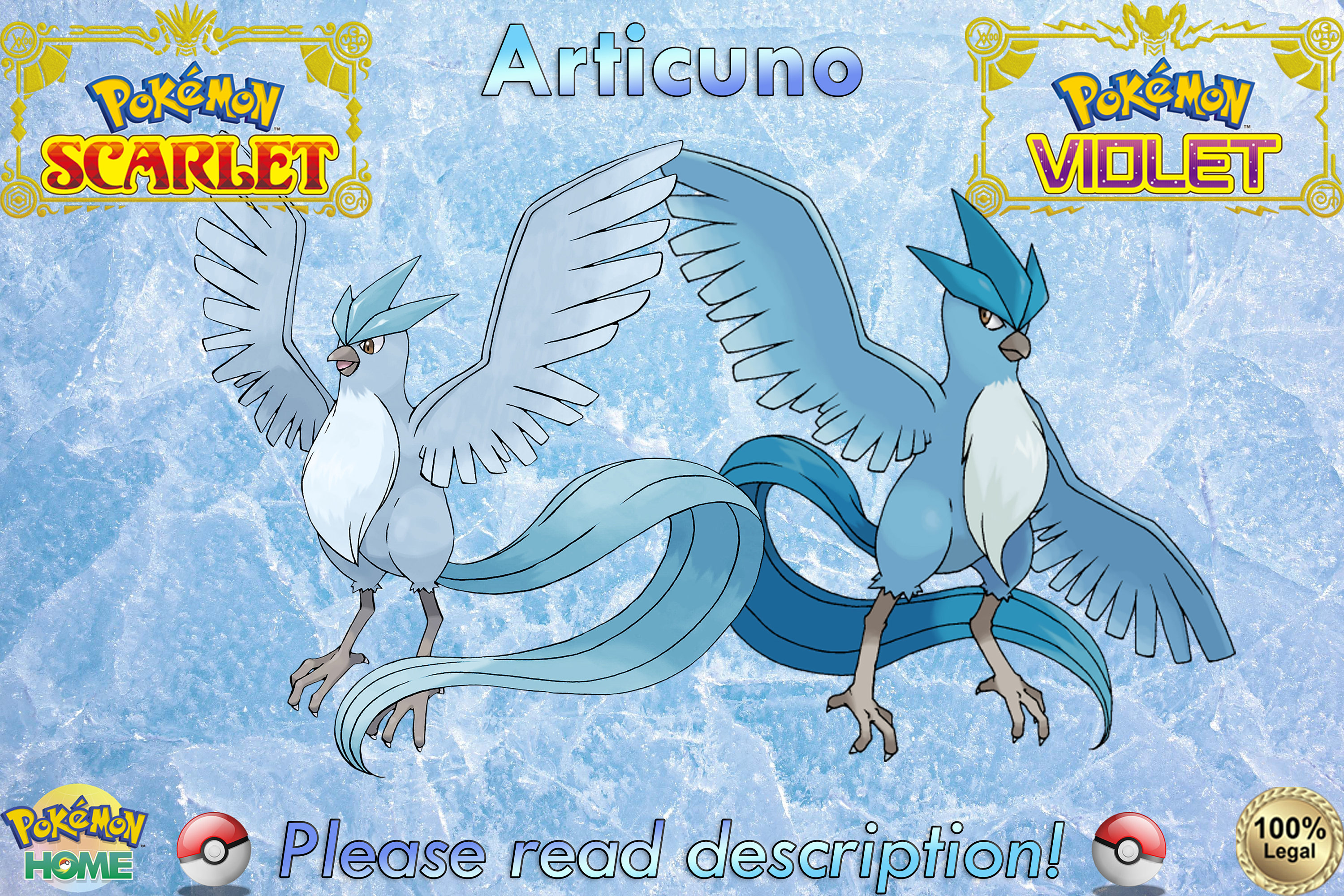 Shiny/non-shiny Articuno 6IV Pokémon Scarlet/violet 100% -  Denmark