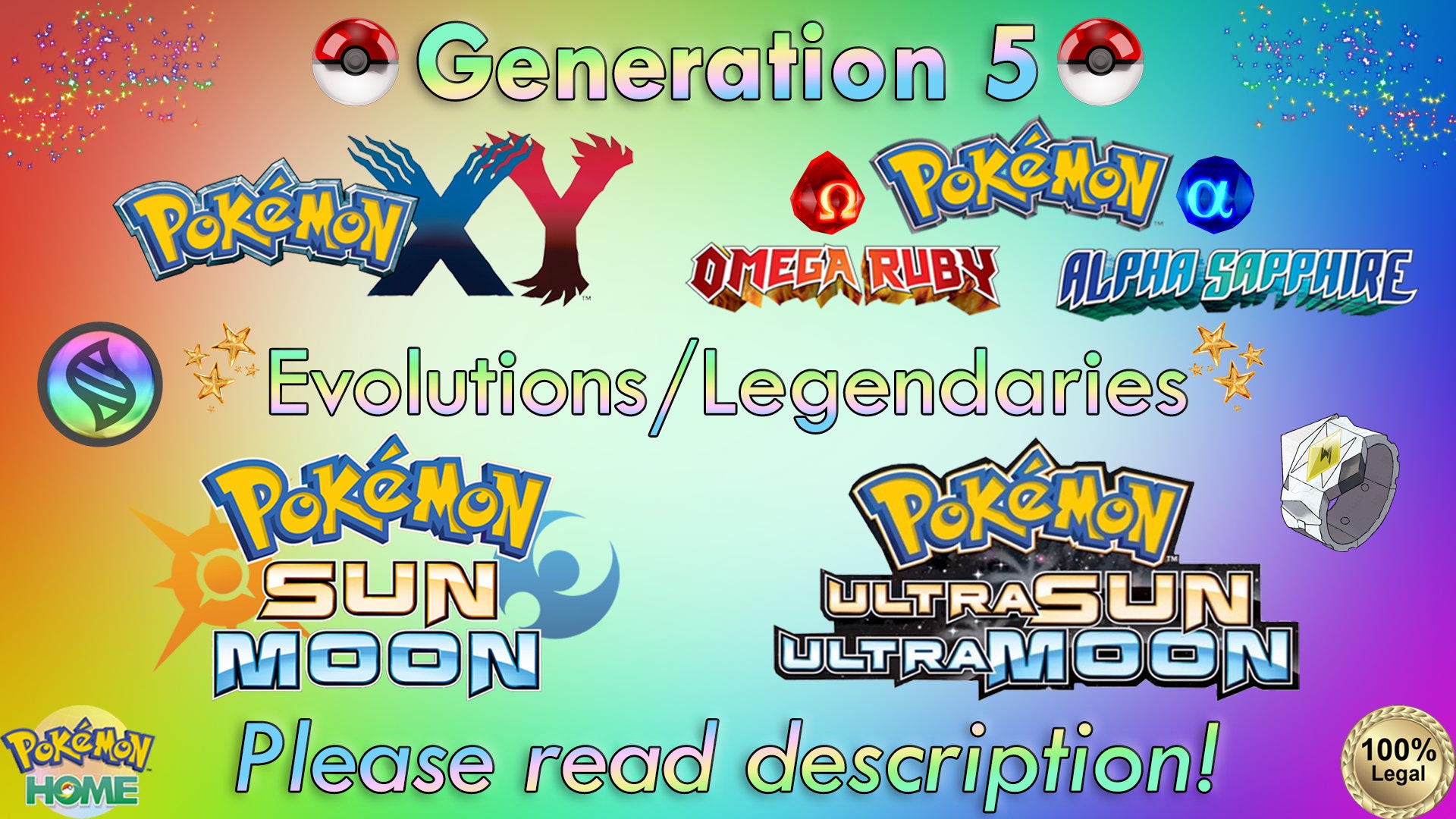 Shiny/non-shiny Gen 5 Low Level Evolutions/legendary 6IV X/Y 