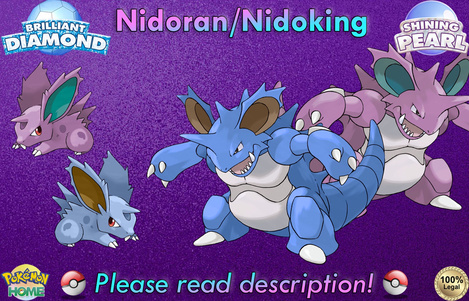 Shiny NIDOKING 6IV / Pokemon Brilliant Diamond and Shining 